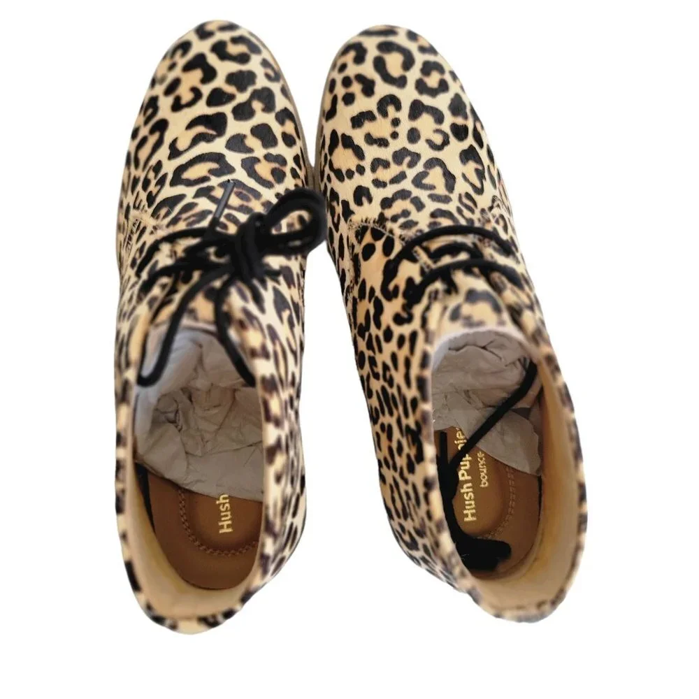 New - HUSH PUPPIES Haircalf Comfort Chukkas Leopard Women | 6.5